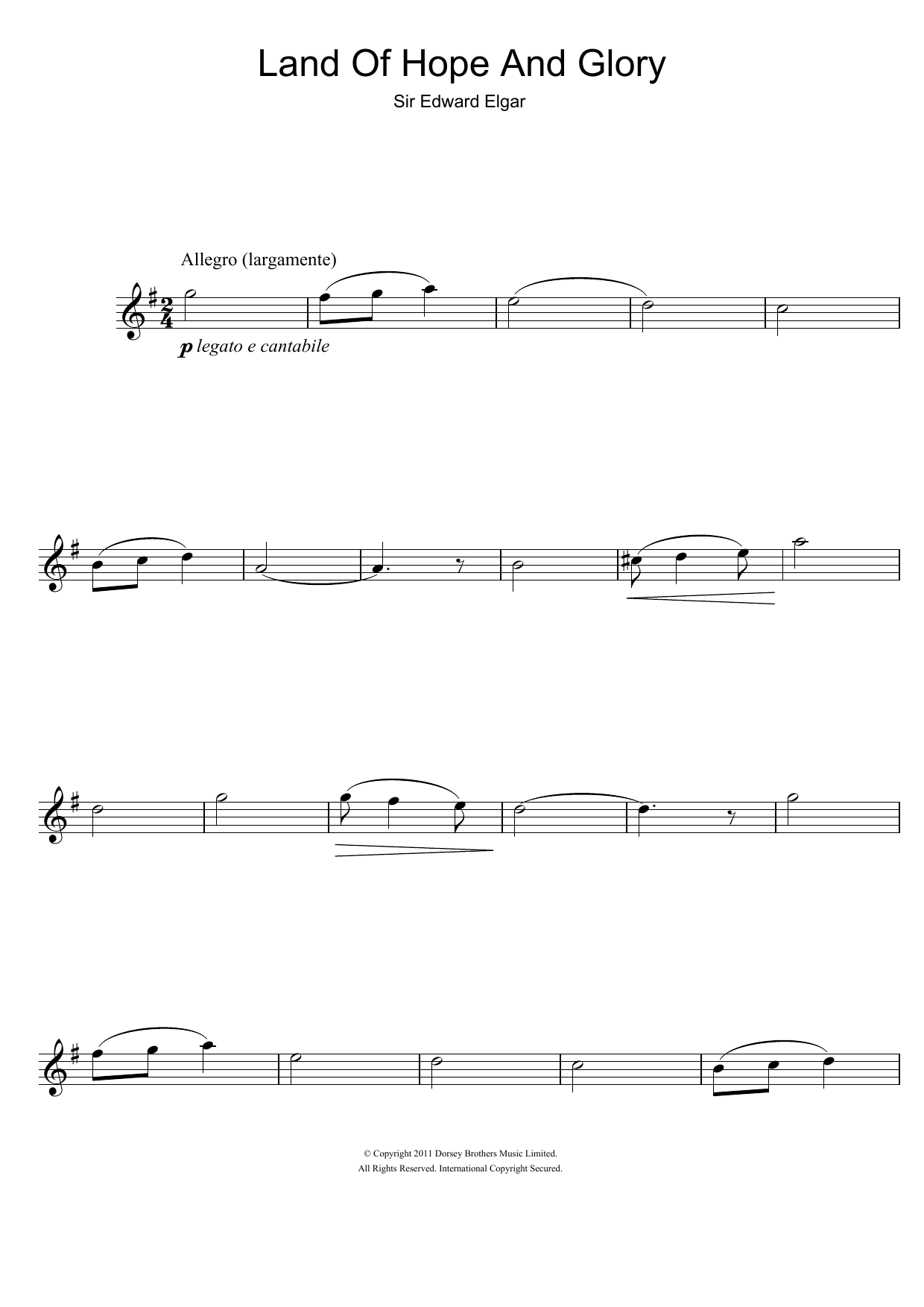 Download Edward Elgar Land Of Hope And Glory (Pomp And Circumstance March No 1) Sheet Music and learn how to play Flute PDF digital score in minutes
