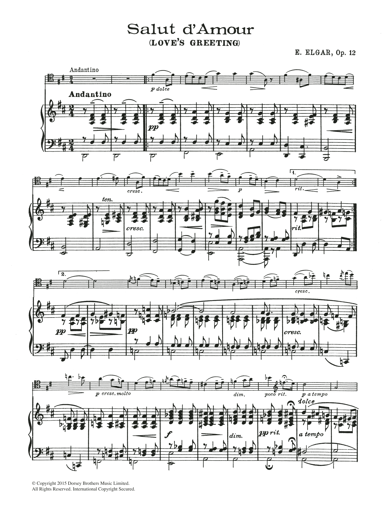 Download Edward Elgar Salut D'Amour Sheet Music and learn how to play Beginner Piano PDF digital score in minutes