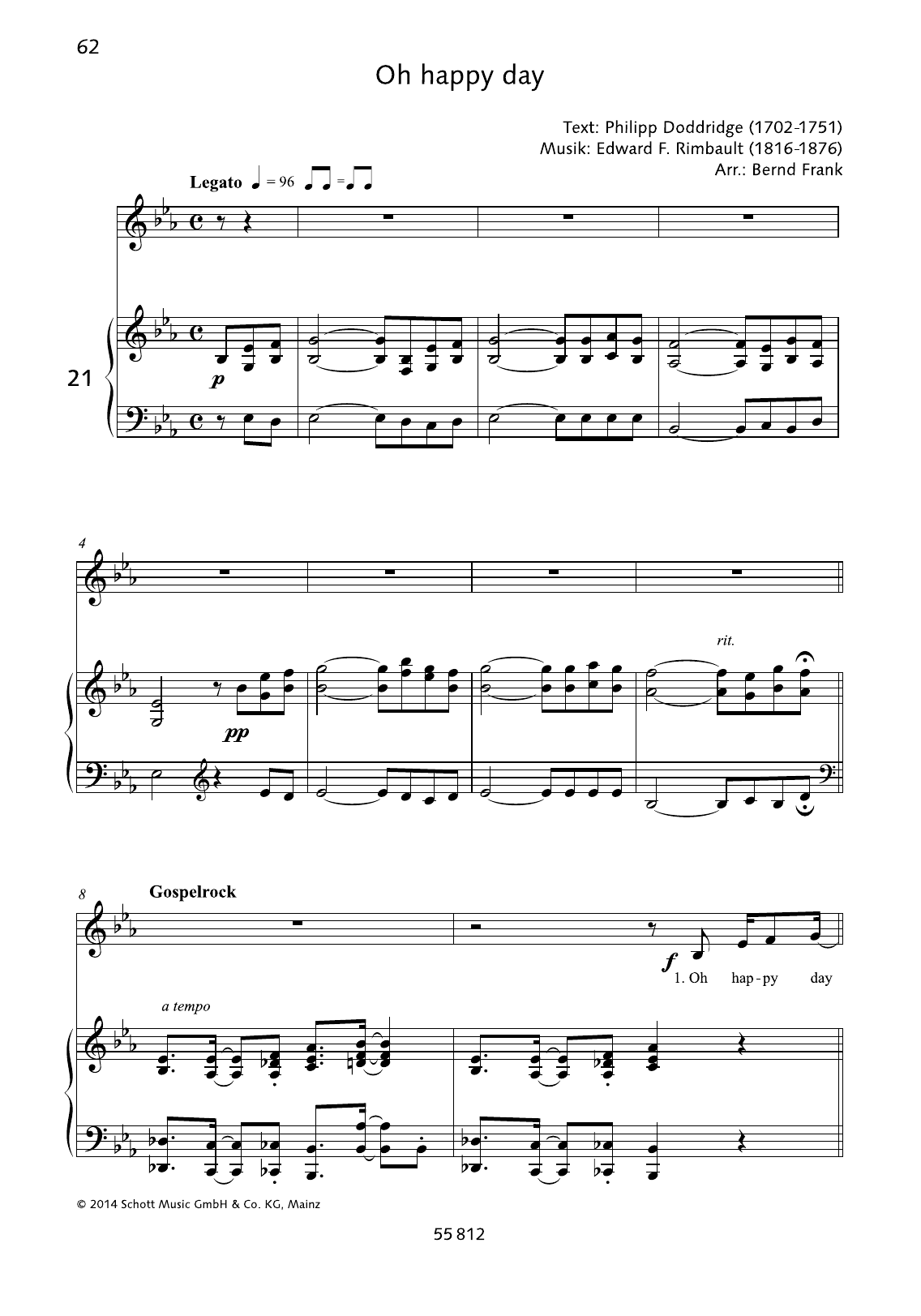 Download Edward F. Rimbault Oh Happy Day Sheet Music and learn how to play Piano & Vocal PDF digital score in minutes