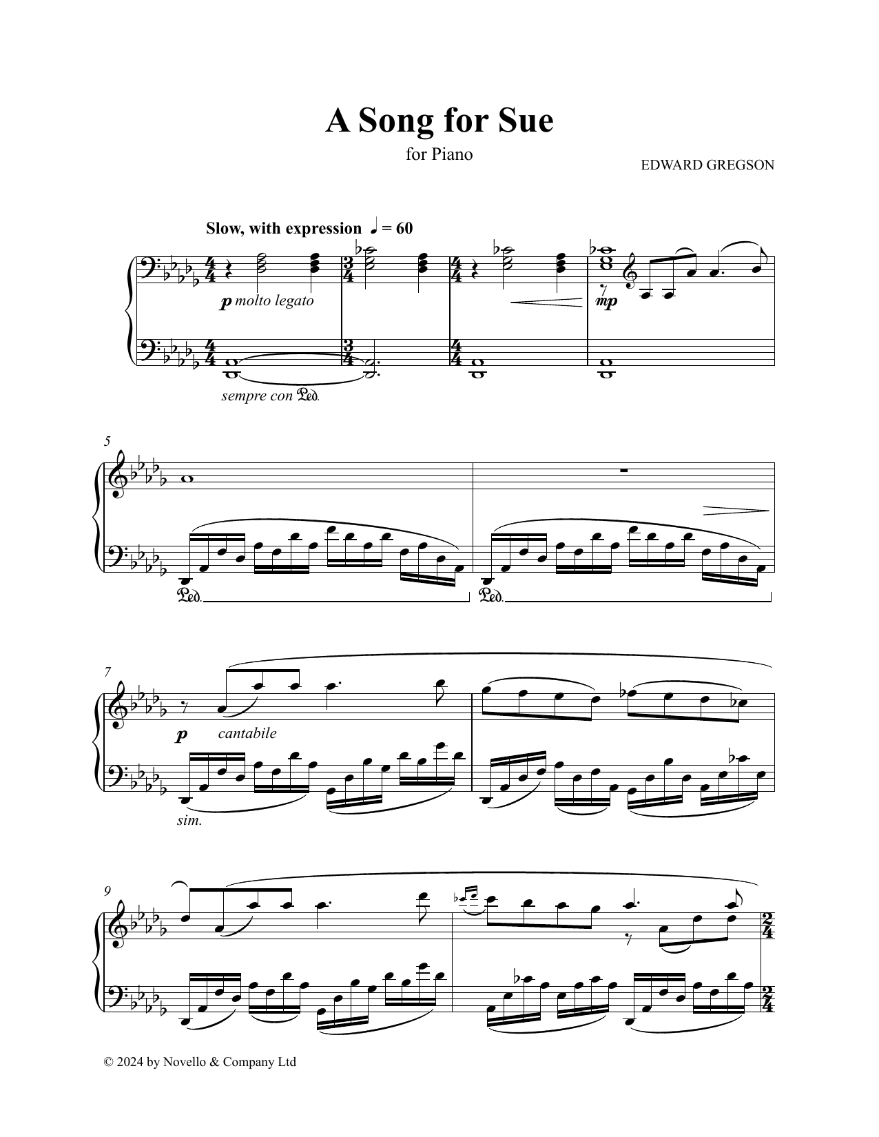 Download Edward Gregson A Song For Sue Sheet Music and learn how to play Piano Solo PDF digital score in minutes
