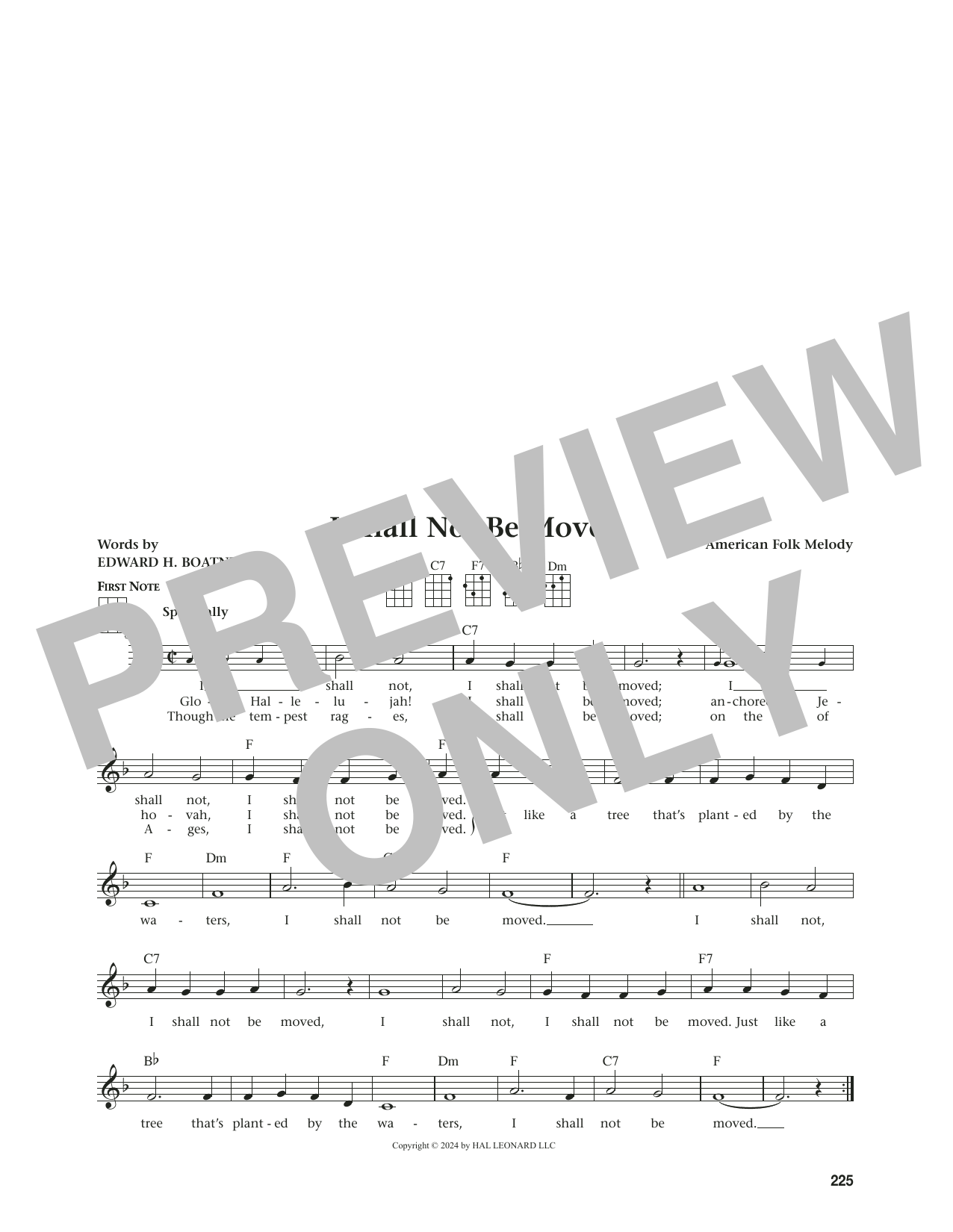 Download Edward H. Boatner I Shall Not Be Moved (from The Daily Ukulele) (arr. Jim Beloff) Sheet Music and learn how to play Ukulele PDF digital score in minutes