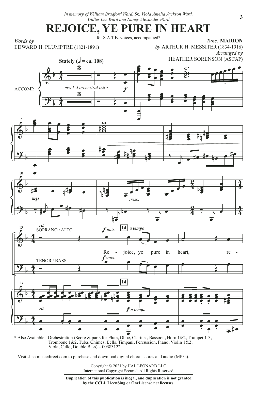 Download Edward H. Plumptre Rejoice, Ye Pure In Heart (arr. Heather Sorenson) Sheet Music and learn how to play SATB Choir PDF digital score in minutes