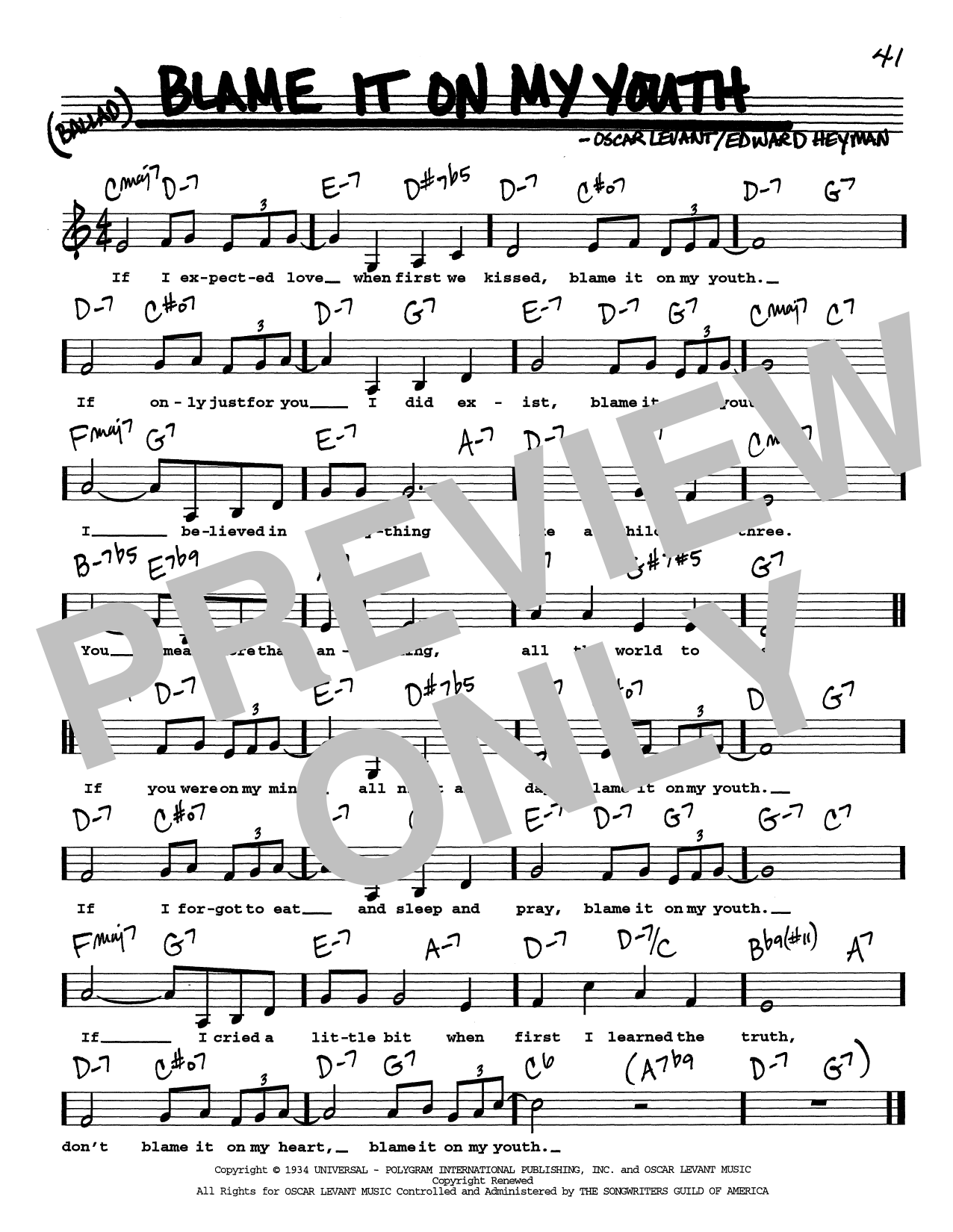 Download Edward Heyman Blame It On My Youth (Low Voice) Sheet Music and learn how to play Real Book – Melody, Lyrics & Chords PDF digital score in minutes