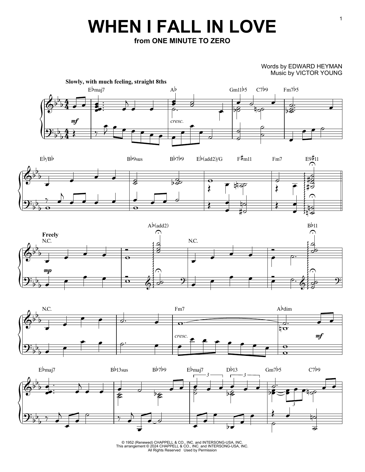 Download Edward Heyman When I Fall In Love (arr. Brent Edstrom) Sheet Music and learn how to play Piano Solo PDF digital score in minutes