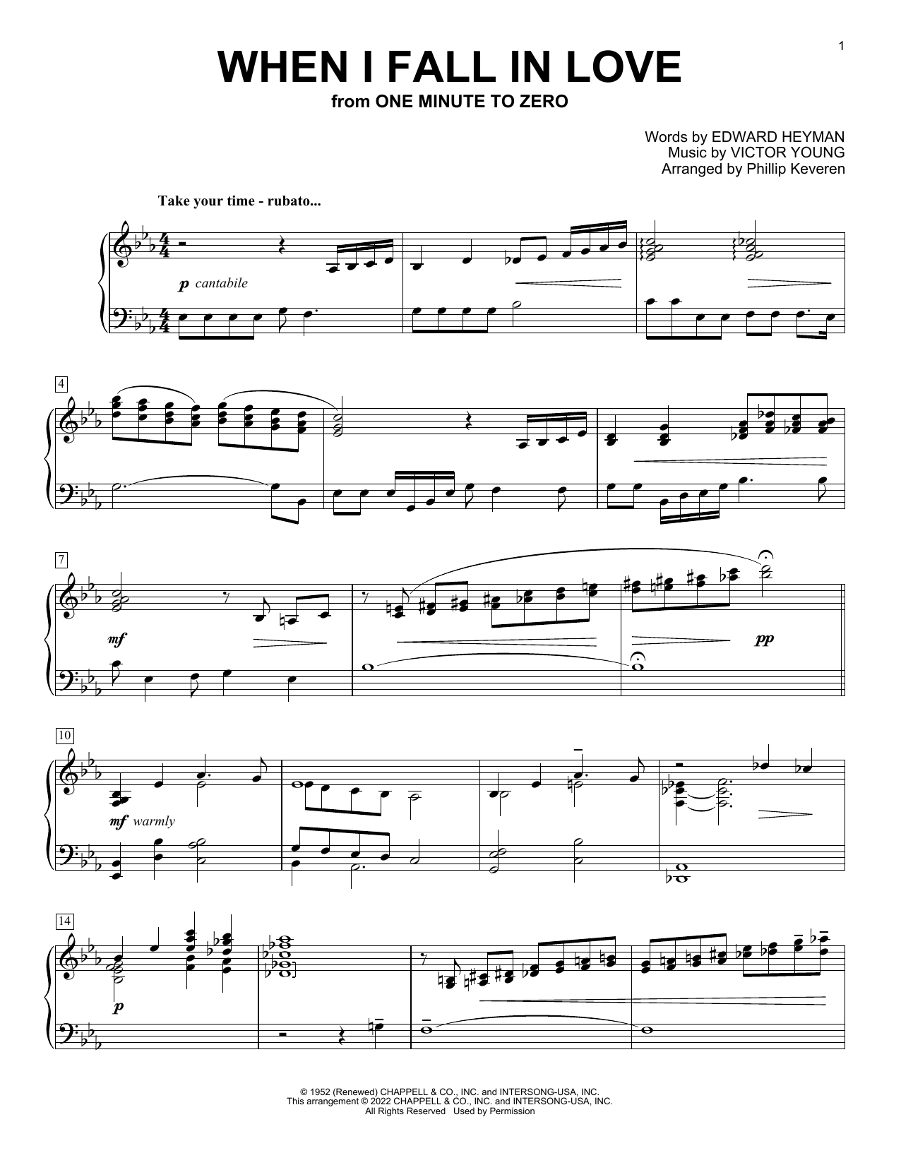 Download Edward Heyman When I Fall In Love (arr. Phillip Keveren) Sheet Music and learn how to play Piano Solo PDF digital score in minutes