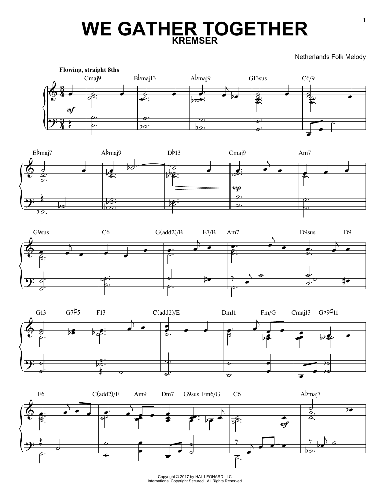 Download Edward Kremser We Gather Together Sheet Music and learn how to play Piano PDF digital score in minutes