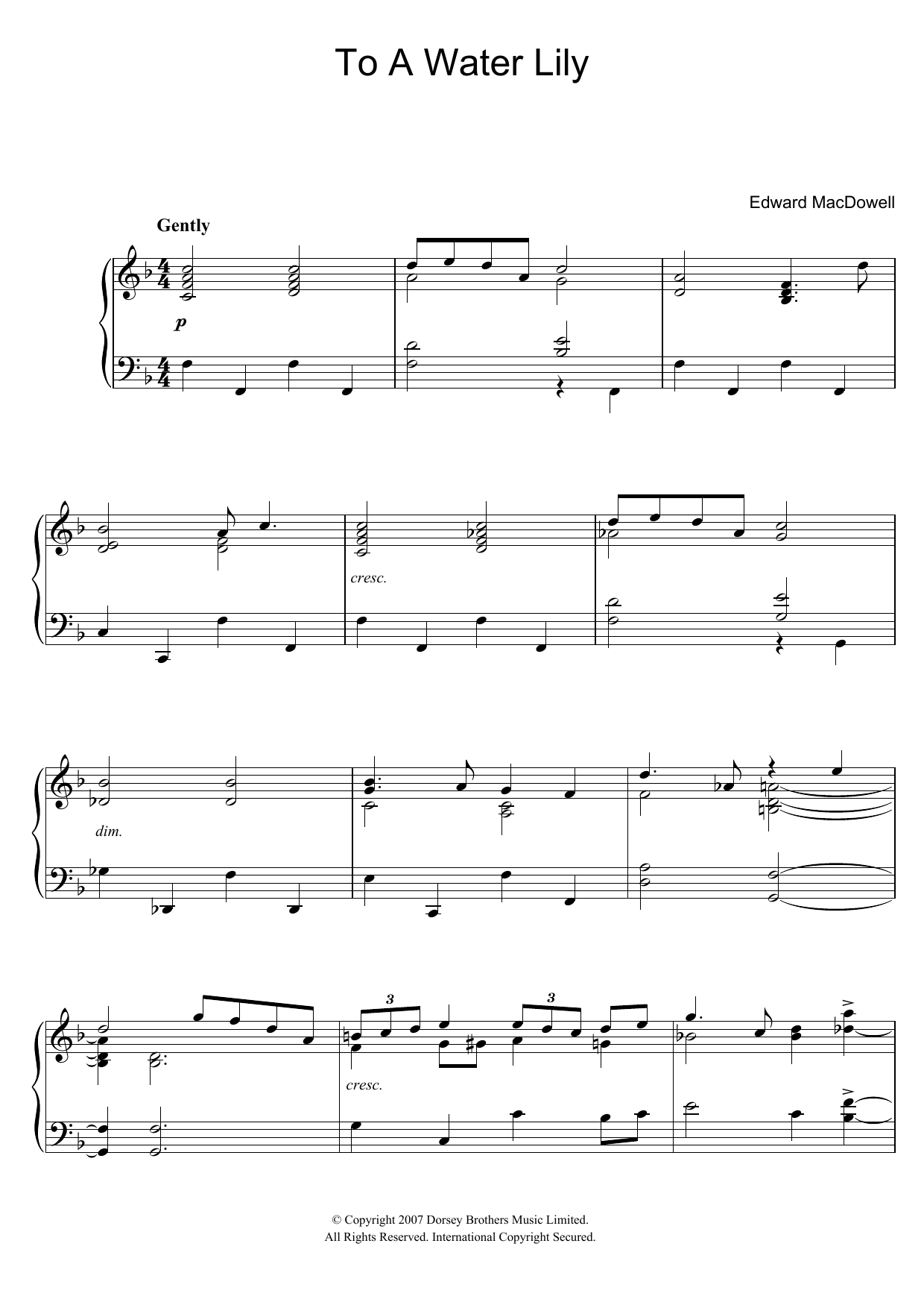 Download Edward MacDowell To A Water Lily Sheet Music and learn how to play Easy Piano PDF digital score in minutes