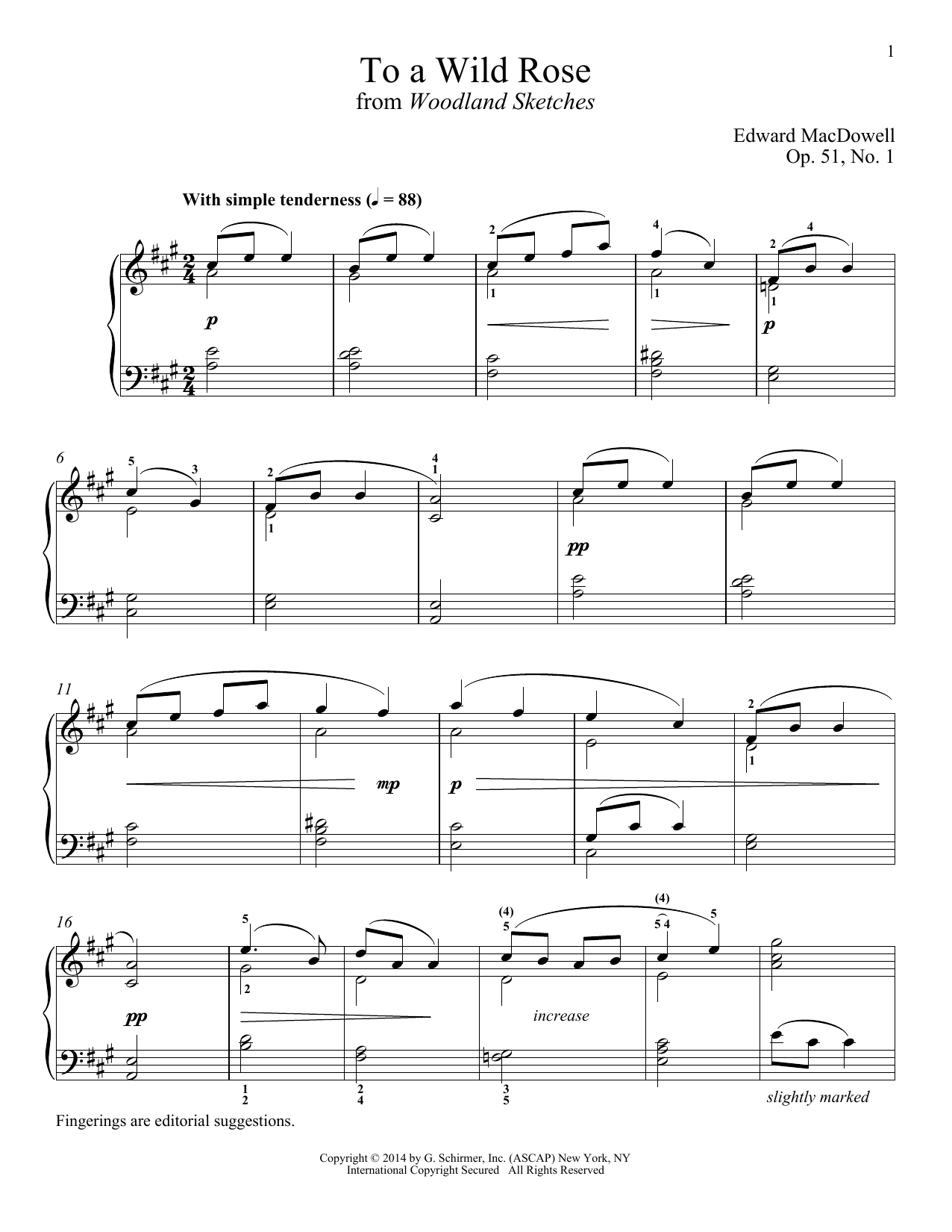 Download Richard Walters To A Wild Rose Sheet Music and learn how to play Piano PDF digital score in minutes