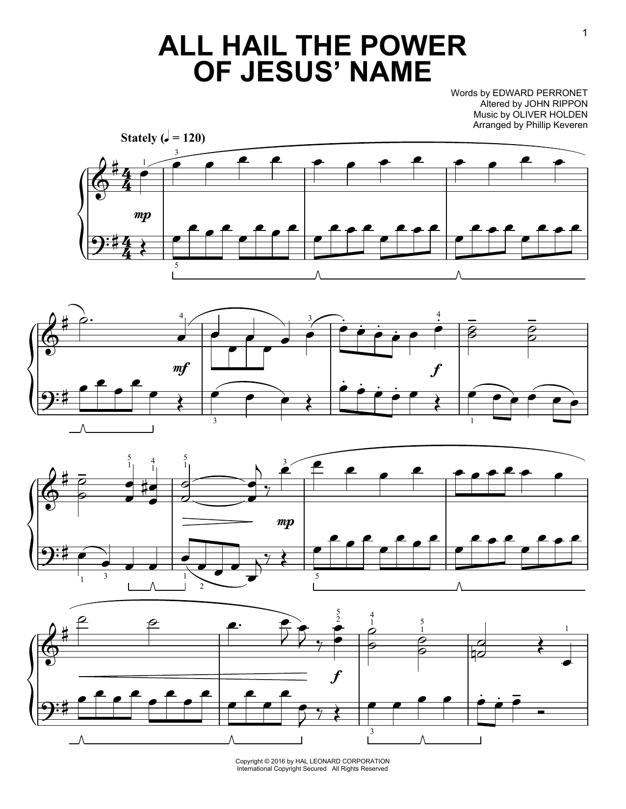 Download Phillip Keveren All Hail The Power Of Jesus' Name Sheet Music and learn how to play Easy Piano PDF digital score in minutes