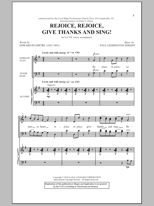 Download Edward Plumptre Rejoice, Rejoice, Give Thanks And Sing! Sheet Music and learn how to play SATB Choir PDF digital score in minutes