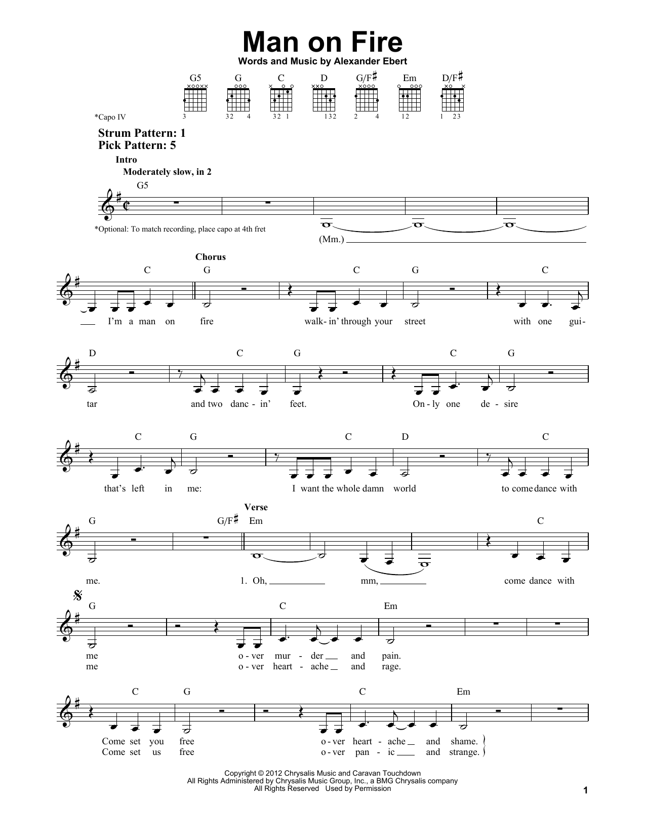 Download Edward Sharpe and the Magnetic Zeros Man On Fire Sheet Music and learn how to play Easy Guitar PDF digital score in minutes