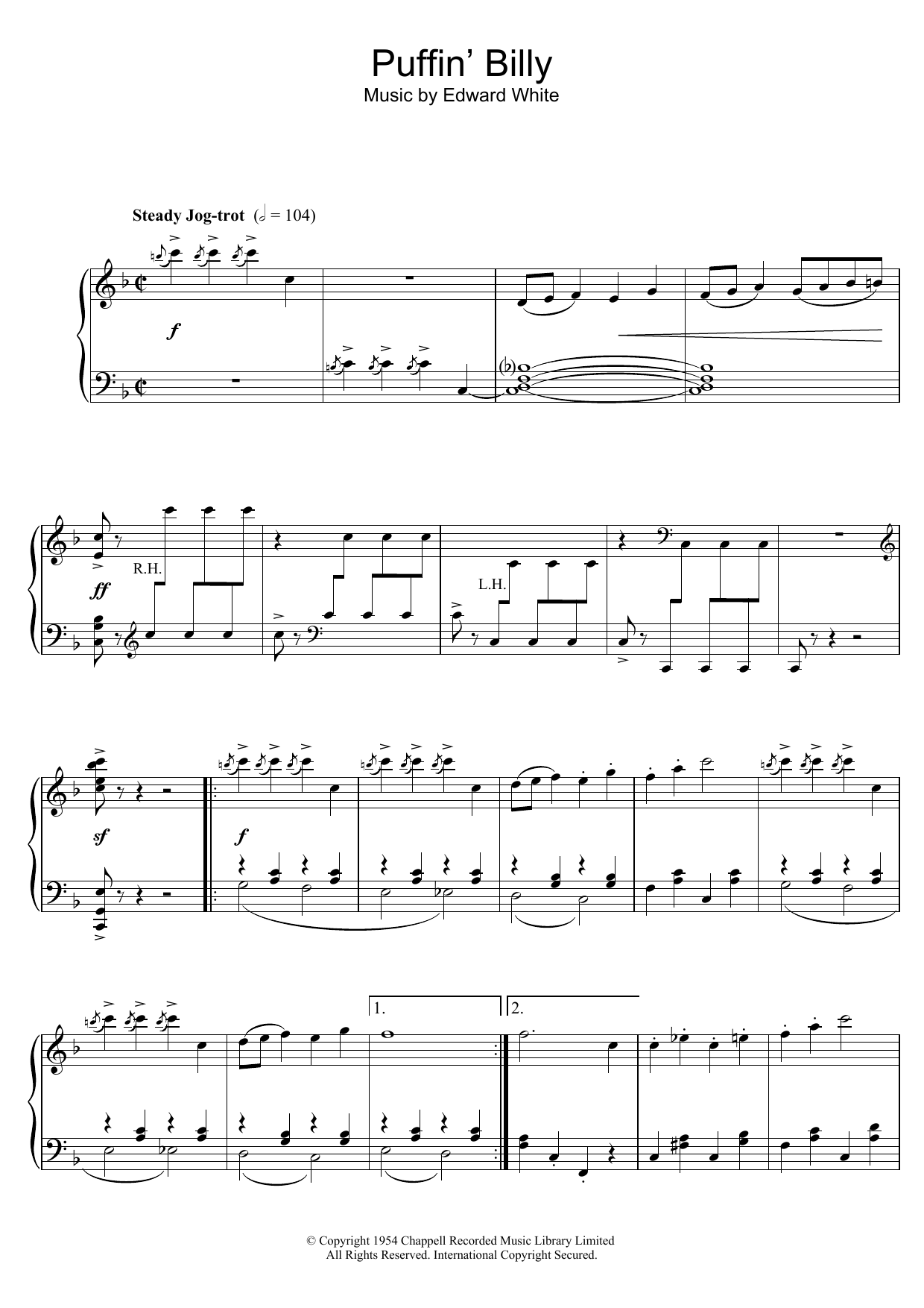 Download Edward White Puffin' Billy Sheet Music and learn how to play Piano PDF digital score in minutes
