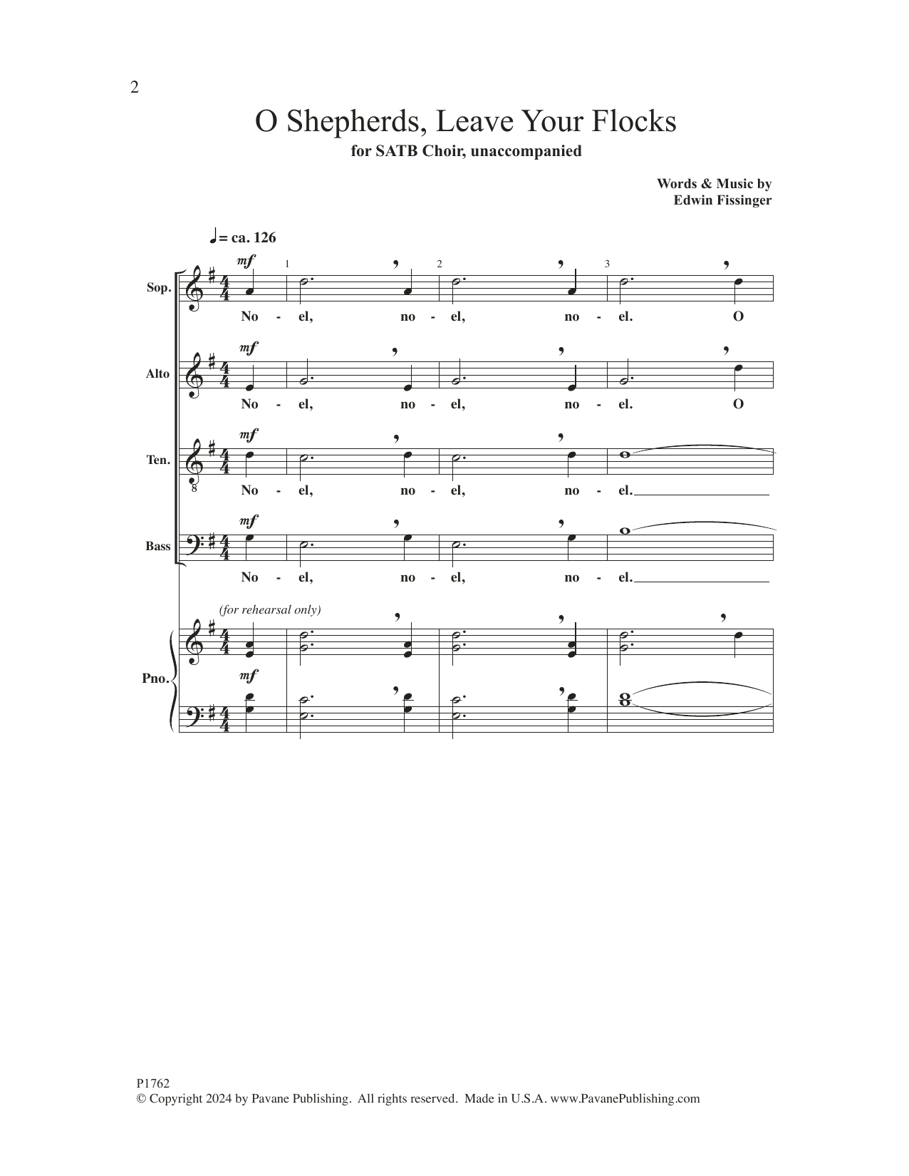 Download Edwin Fissinger O Shepherds Leave Your Flocks Sheet Music and learn how to play SATB Choir PDF digital score in minutes
