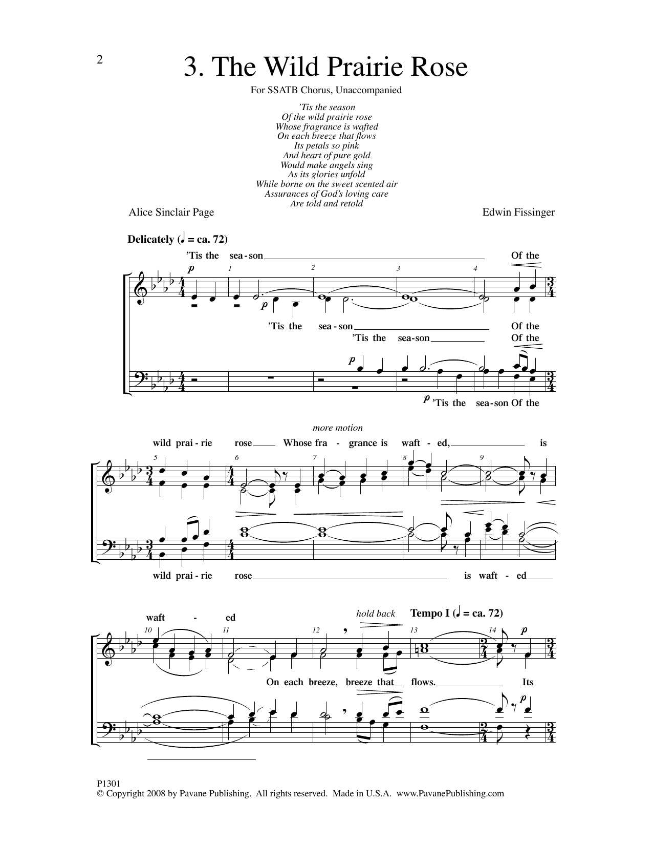 Download Edwin Fissinger The Wild Prairie Rose Sheet Music and learn how to play SATB Choir PDF digital score in minutes