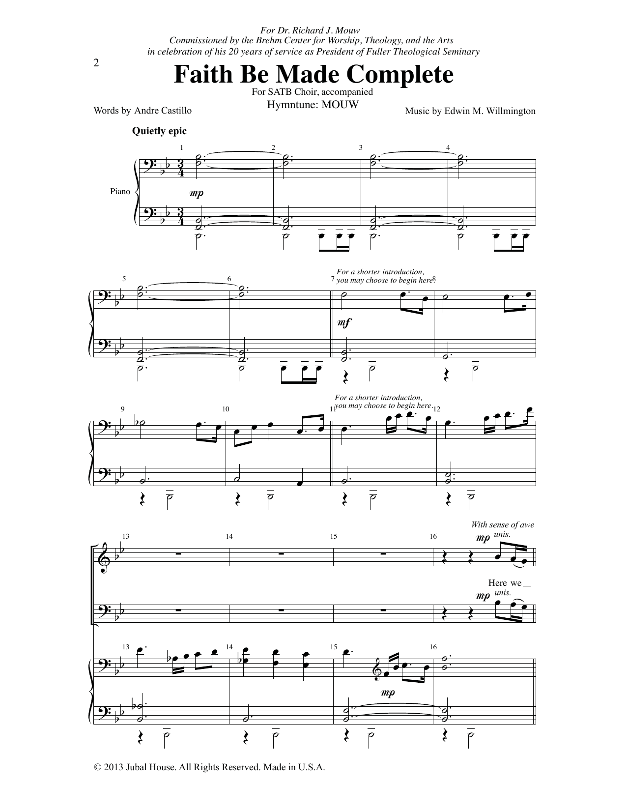 Download Edwin M. Willmington Faith Be Made Complete Sheet Music and learn how to play SATB Choir PDF digital score in minutes