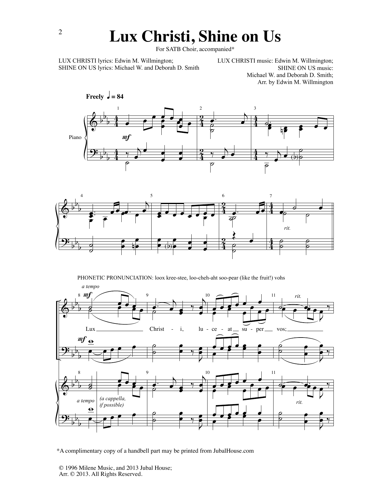 Download Edwin M. Willmington Lux Christi, Shine on Us Sheet Music and learn how to play SATB Choir PDF digital score in minutes