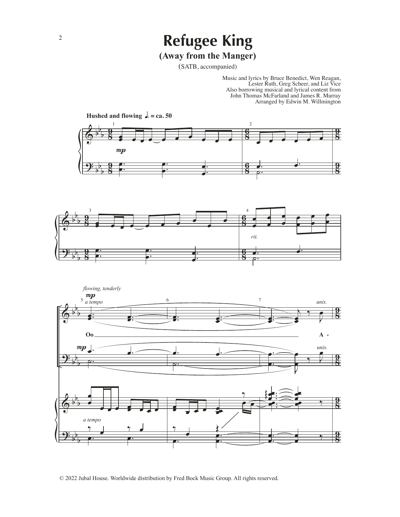 Download Edwin M. Willmington Refugee King (Away from the Manger) Sheet Music and learn how to play SATB Choir PDF digital score in minutes