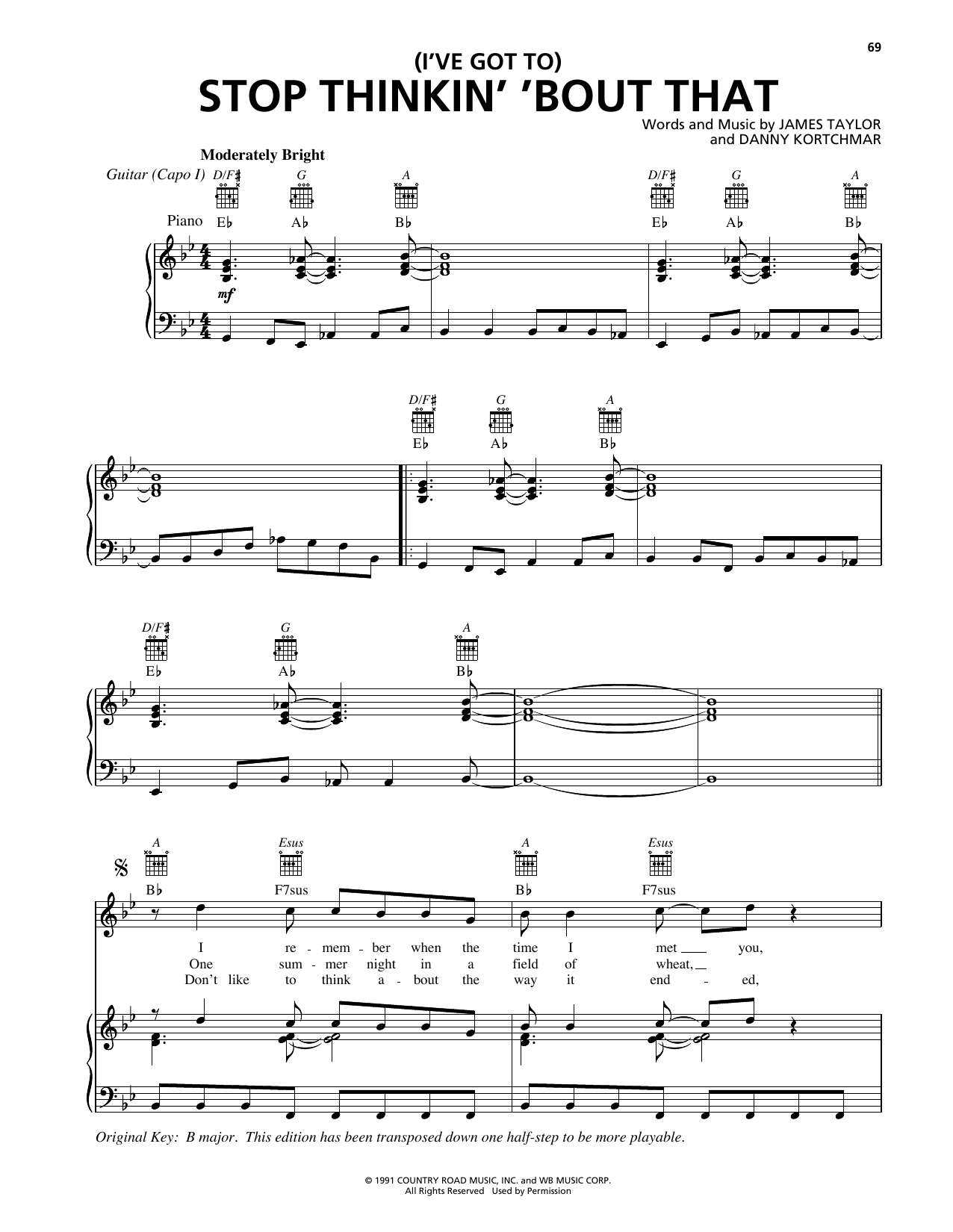 Download Edwin McCain (I've Got To) Stop Thinkin' 'Bout That Sheet Music and learn how to play Piano, Vocal & Guitar Chords (Right-Hand Melody) PDF digital score in minutes