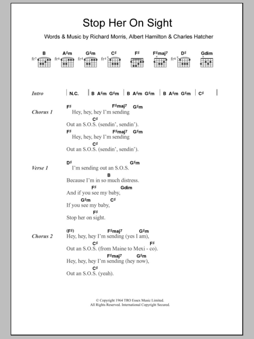 Download Edwin Starr Stop Her On Sight Sheet Music and learn how to play Lyrics & Chords PDF digital score in minutes