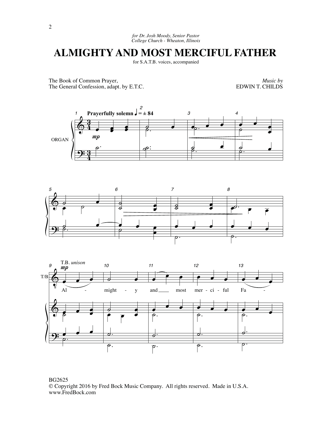 Download Edwin T Childs Almighty and Most Merciful Father Sheet Music and learn how to play SATB Choir PDF digital score in minutes