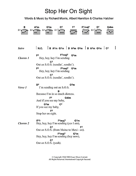 Download Edwin Starr Stop Her On Sight Sheet Music and learn how to play Lyrics & Chords PDF digital score in minutes