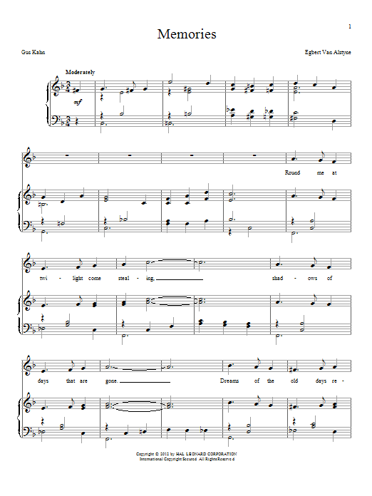 Download Egbert Van Alstyne Memories Sheet Music and learn how to play Ukulele PDF digital score in minutes