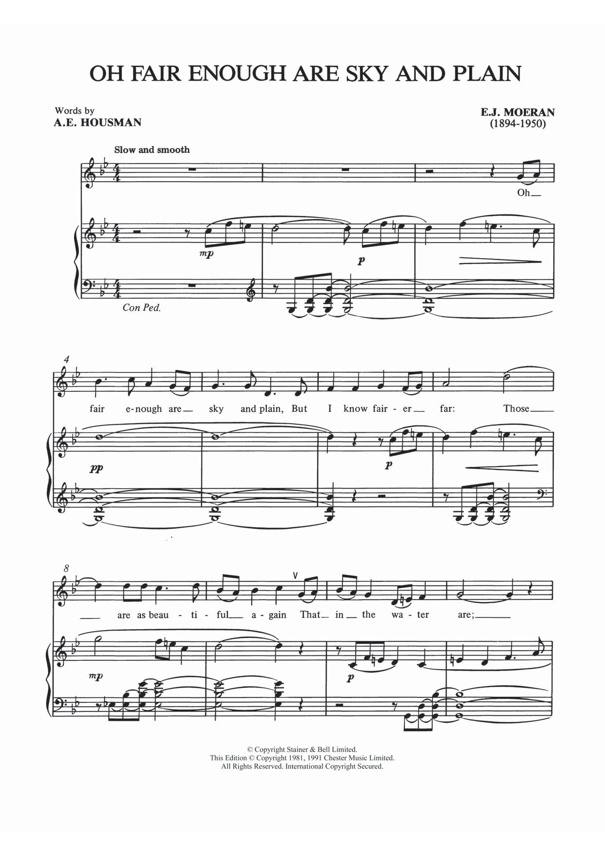 Download E.J. Moeran Oh Fair Enough Are Sky And Plain Sheet Music and learn how to play Piano, Vocal & Guitar PDF digital score in minutes