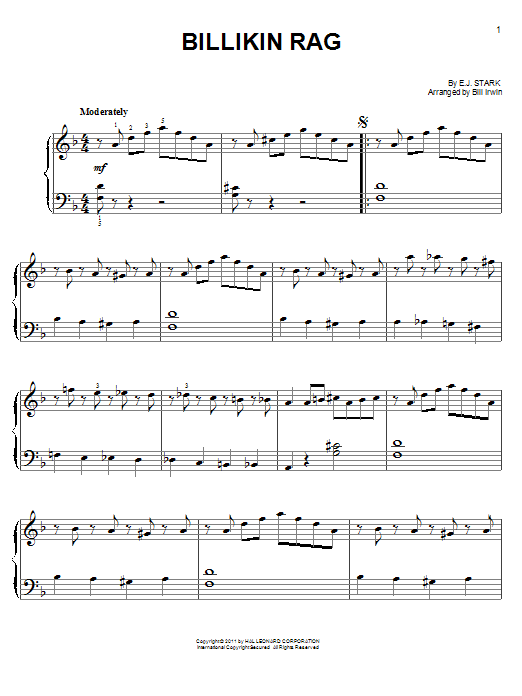 Download E.J. Stark Billikin Rag Sheet Music and learn how to play Easy Piano PDF digital score in minutes