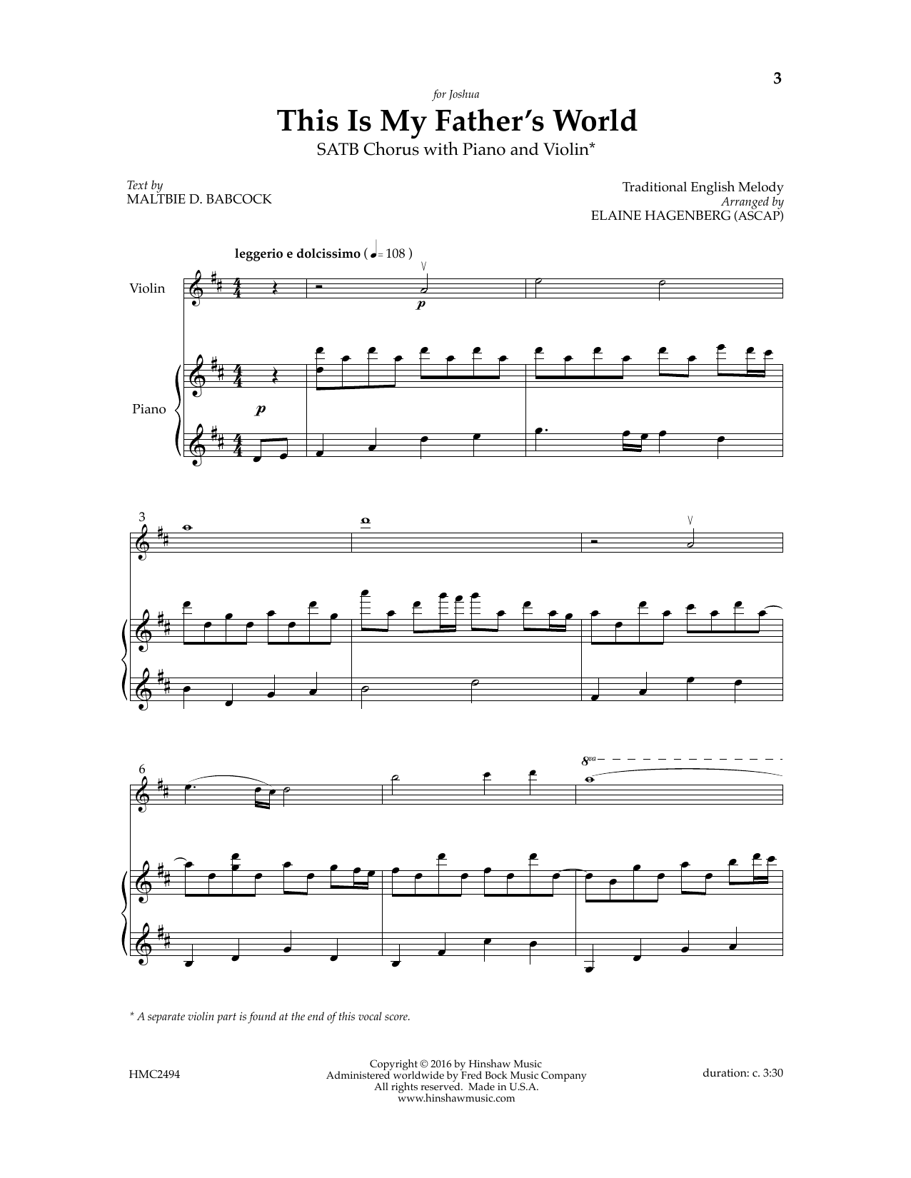 Download Elaine Haggenberg This Is My Father's World Sheet Music and learn how to play SATB Choir PDF digital score in minutes