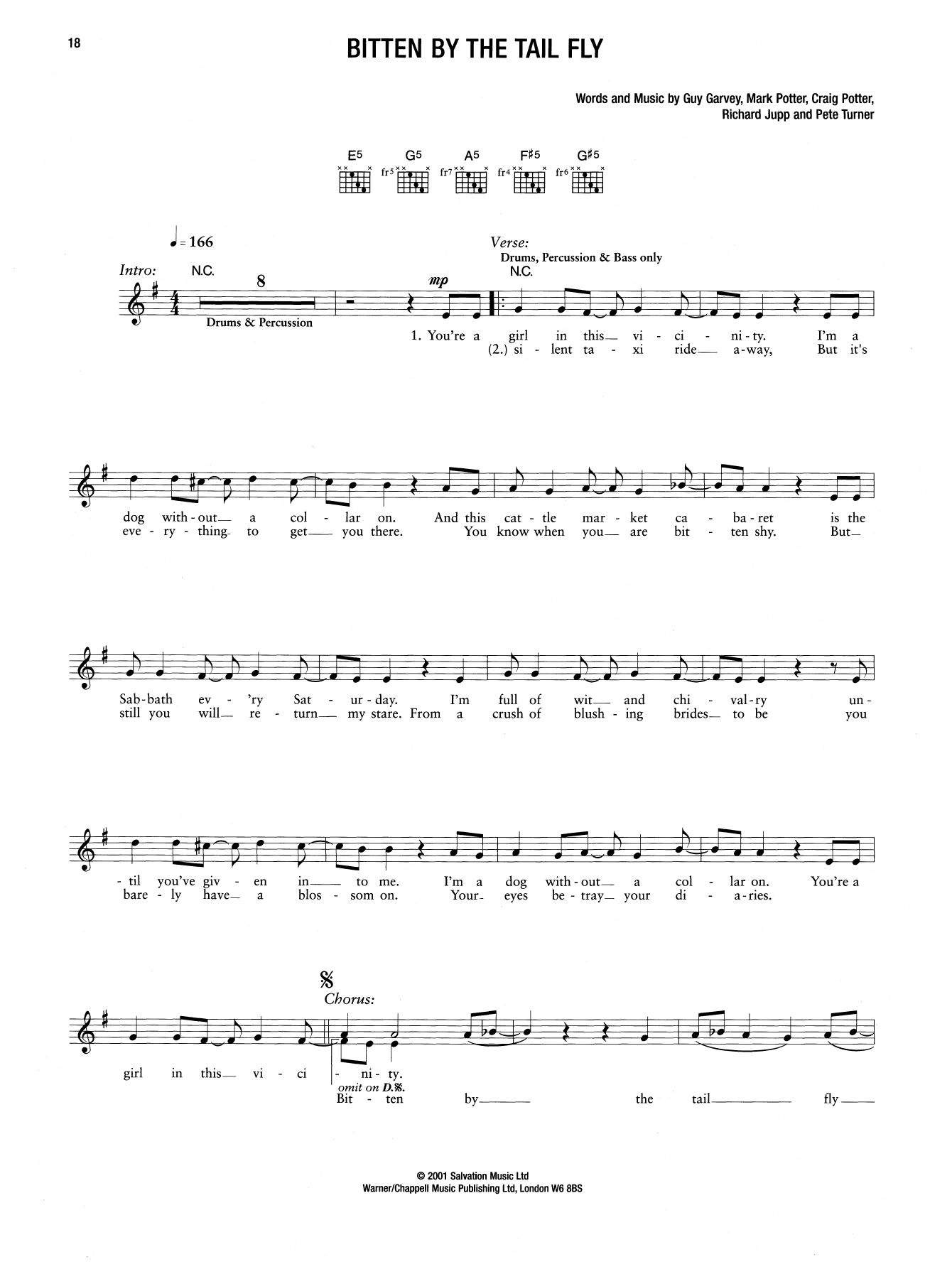 Download Elbow Bitten By The Tail Fly Sheet Music and learn how to play Guitar Tab PDF digital score in minutes