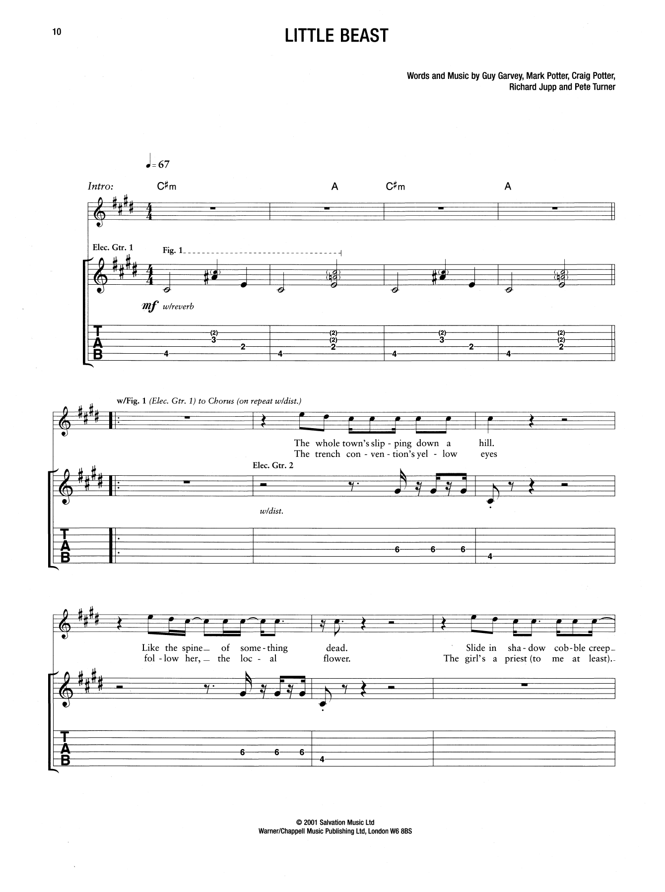 Download Elbow Little Beast Sheet Music and learn how to play Guitar Tab PDF digital score in minutes