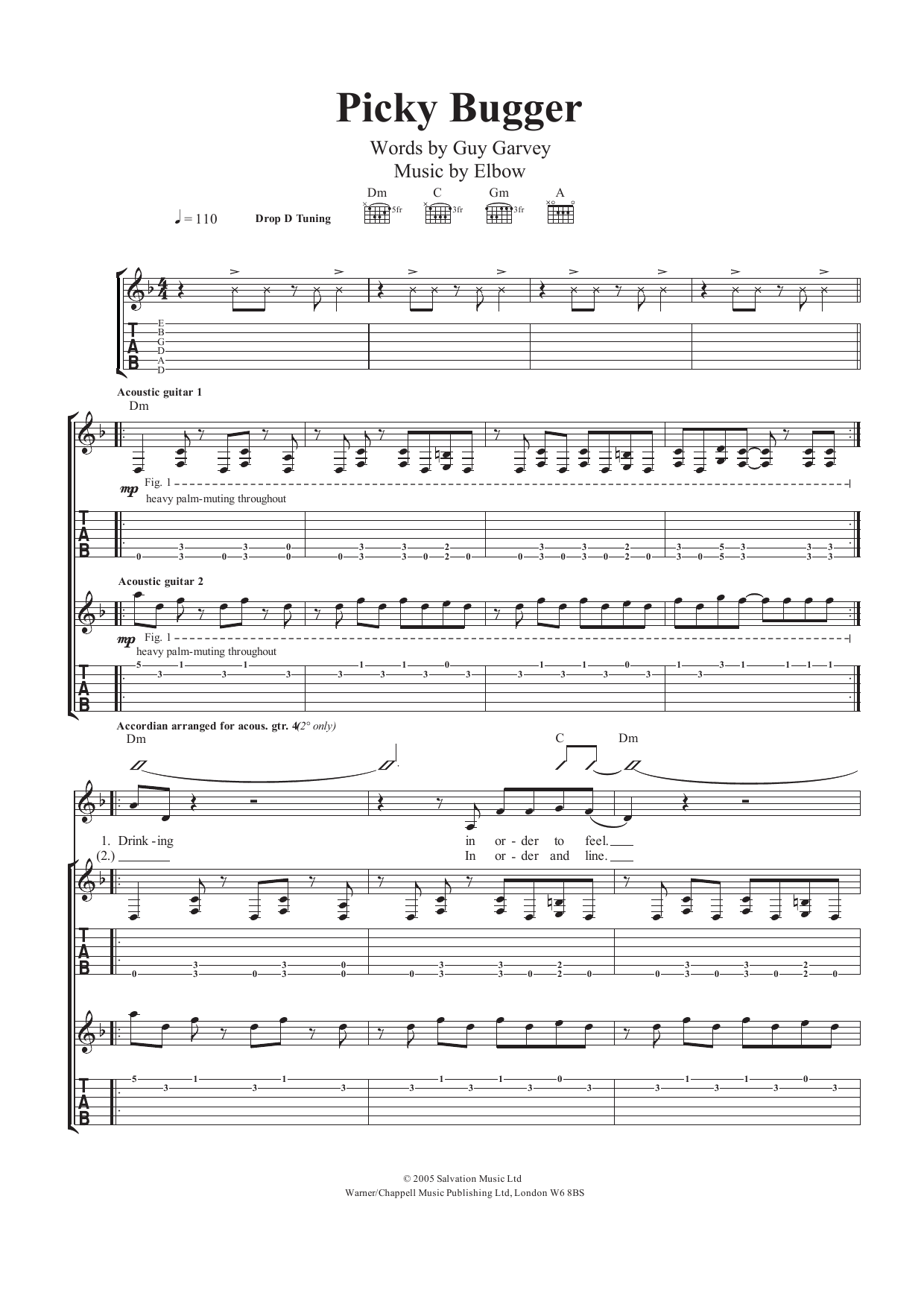 Download Elbow Picky Bugger Sheet Music and learn how to play Guitar Tab PDF digital score in minutes