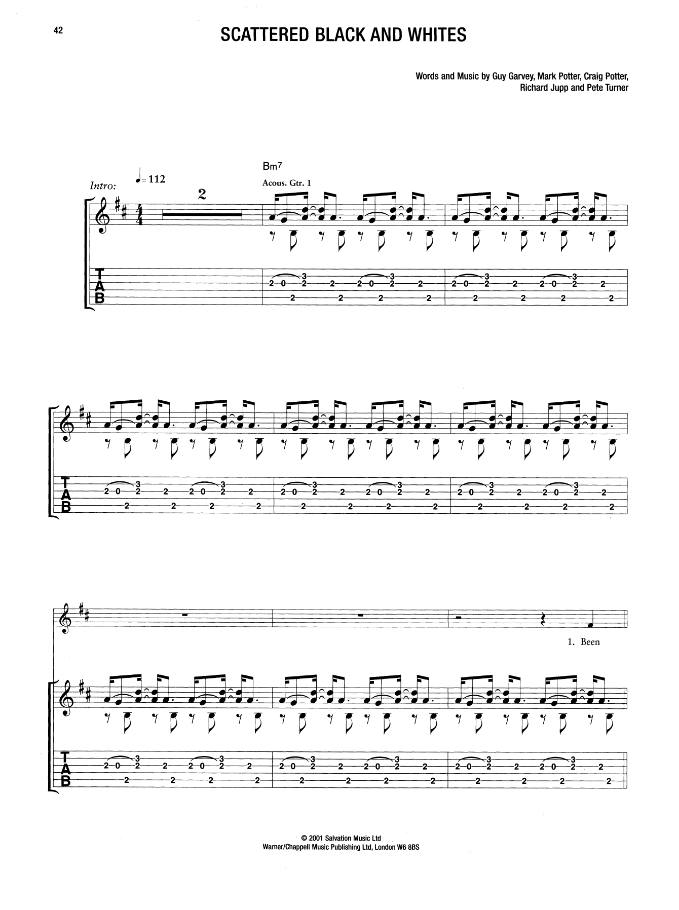 Download Elbow Scattered Black And Whites Sheet Music and learn how to play Guitar Tab PDF digital score in minutes