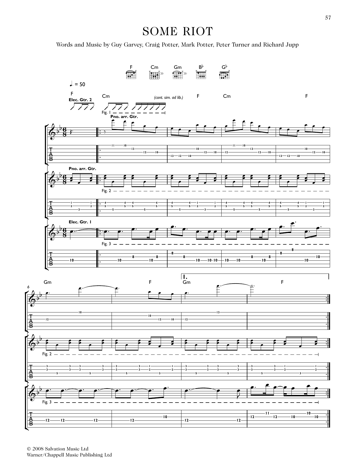 Download Elbow Some Riot Sheet Music and learn how to play Guitar Tab PDF digital score in minutes