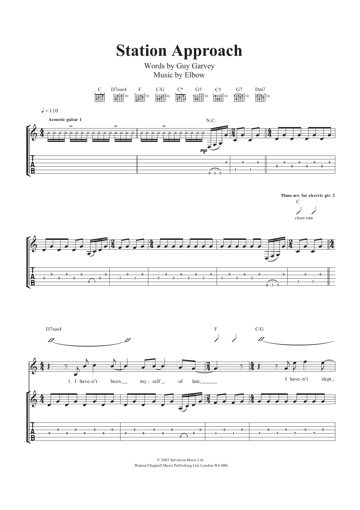 Download Elbow Station Approach Sheet Music and learn how to play Guitar Tab PDF digital score in minutes