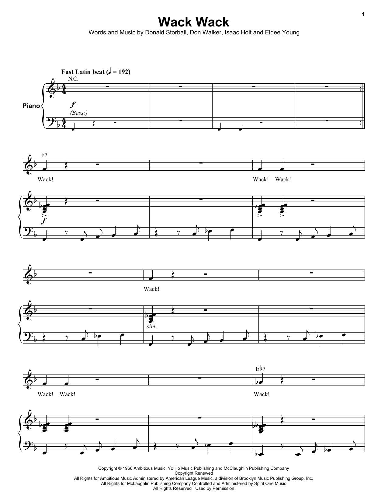 Download Eldee Young Wack Wack Sheet Music and learn how to play Keyboard Transcription PDF digital score in minutes