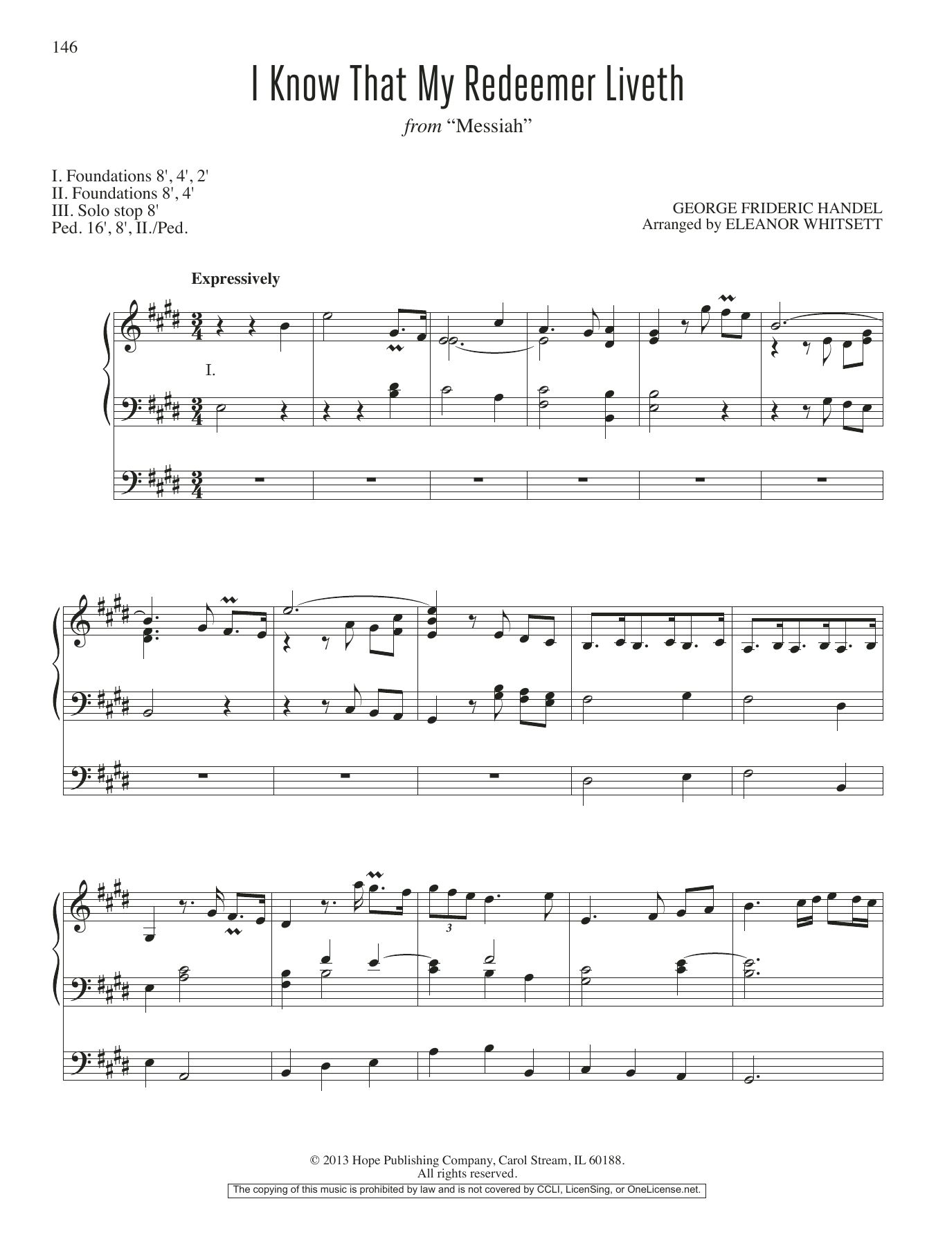 Download Eleanor Whitsett I Know That My Redeemer Liveth Sheet Music and learn how to play Organ PDF digital score in minutes