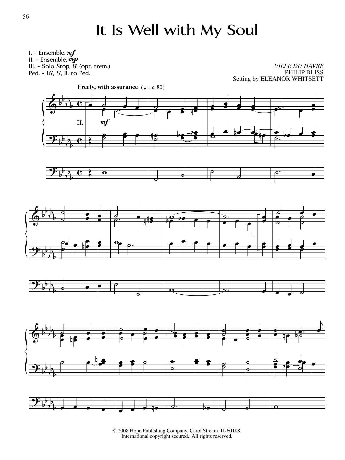 Download Eleanor Whitsett It Is Well with My Soul Sheet Music and learn how to play Organ PDF digital score in minutes