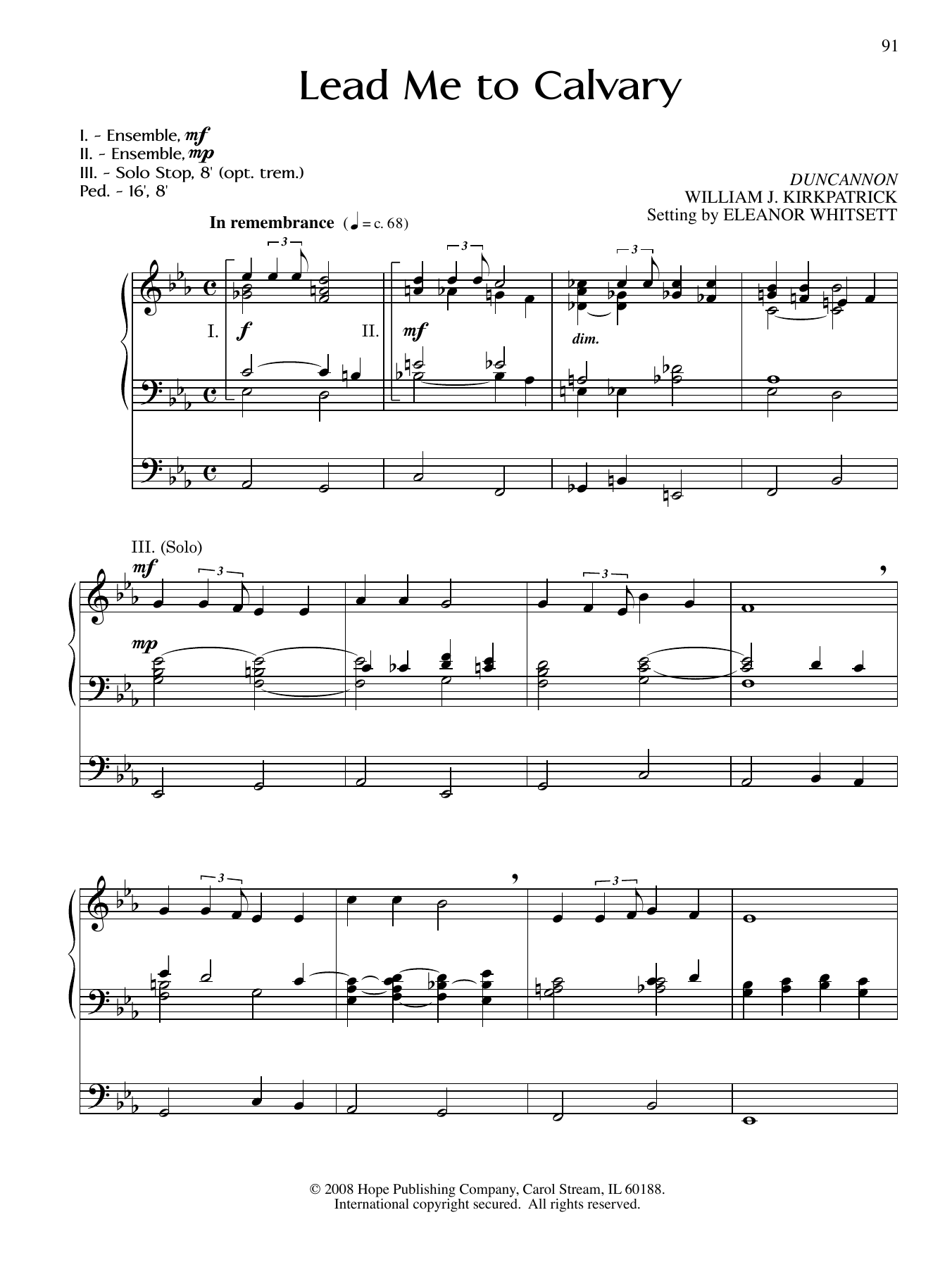 Download Eleanor Whitsett Lead Me to Cavalry Sheet Music and learn how to play Organ PDF digital score in minutes