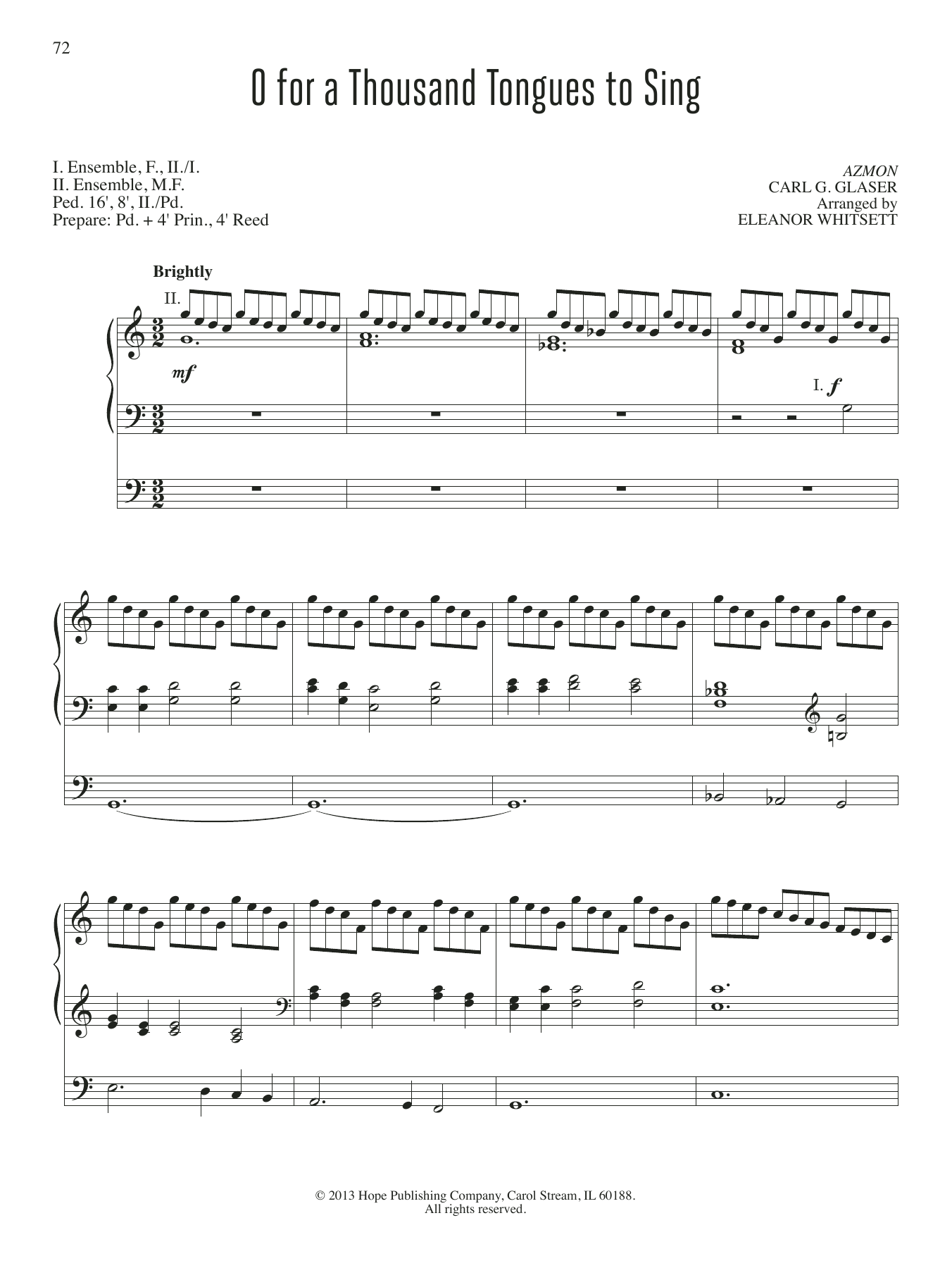 Download Eleanor Whitsett O For A Thousand Tongues To Sing Sheet Music and learn how to play Organ PDF digital score in minutes