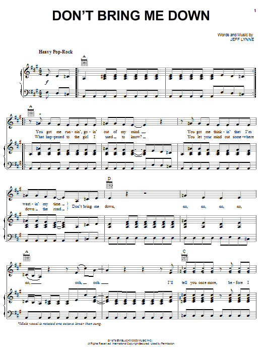 Download Electric Light Orchestra Don't Bring Me Down Sheet Music and learn how to play Keyboard PDF digital score in minutes