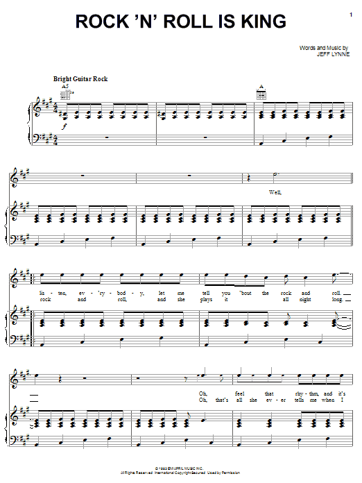 Download Electric Light Orchestra Rock 'N' Roll Is King Sheet Music and learn how to play Piano, Vocal & Guitar (Right-Hand Melody) PDF digital score in minutes