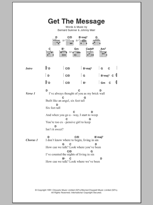 Download Electronic Get The Message Sheet Music and learn how to play Lyrics & Chords PDF digital score in minutes