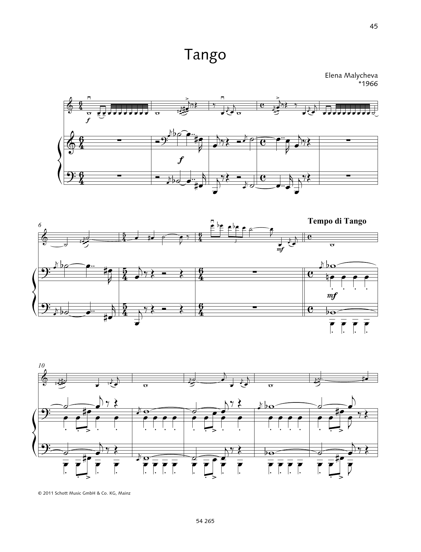 Download Elena Malchyeva Tango Sheet Music and learn how to play String Solo PDF digital score in minutes