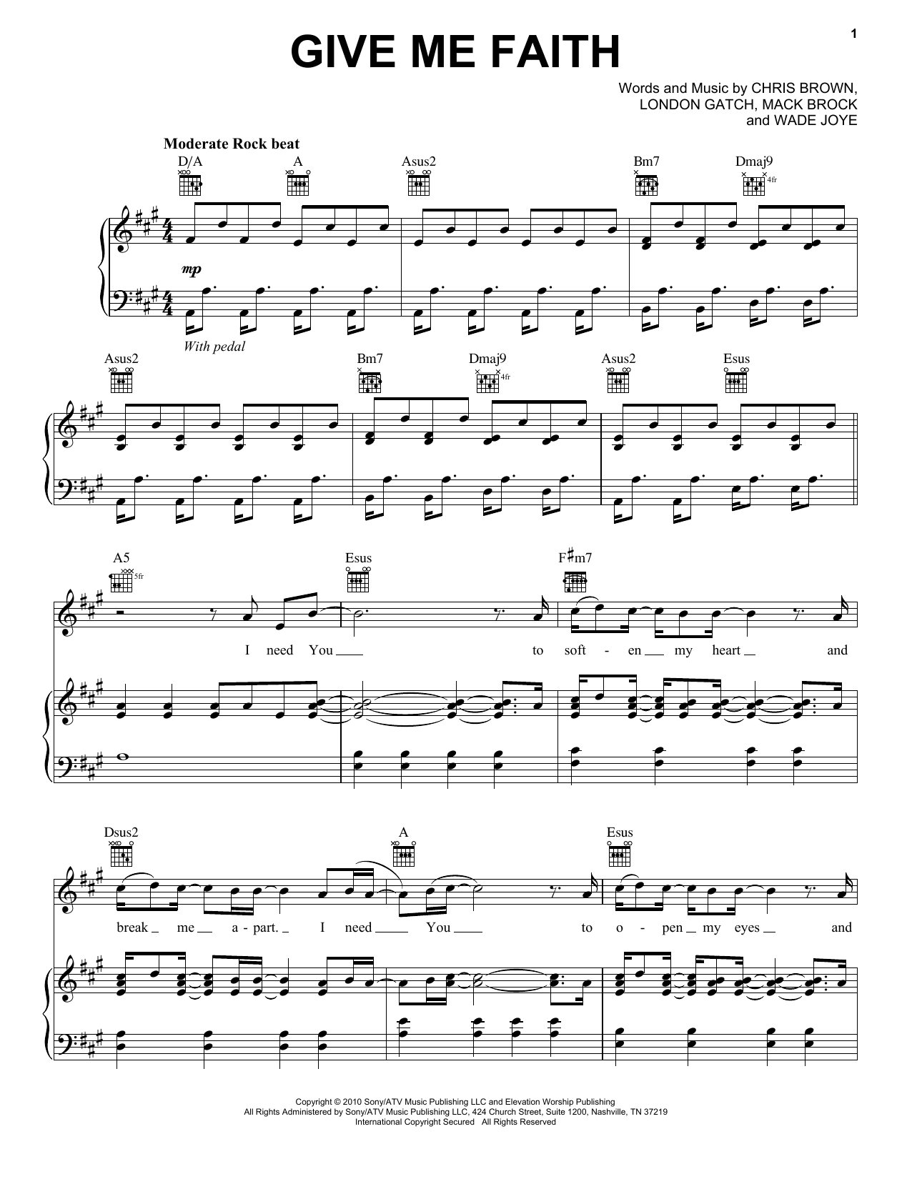 Download Wade Joye Give Me Faith Sheet Music and learn how to play Lead Sheet / Fake Book PDF digital score in minutes