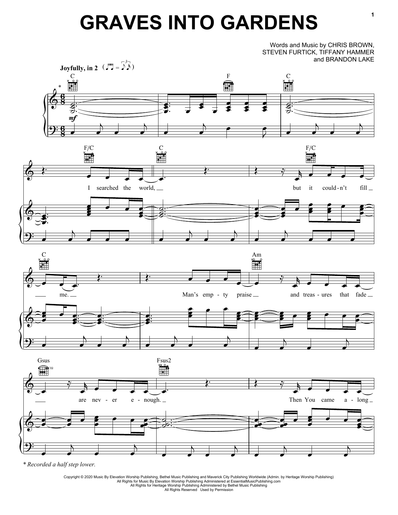 Download Elevation Worship Graves Into Gardens Sheet Music and learn how to play Violin Solo PDF digital score in minutes