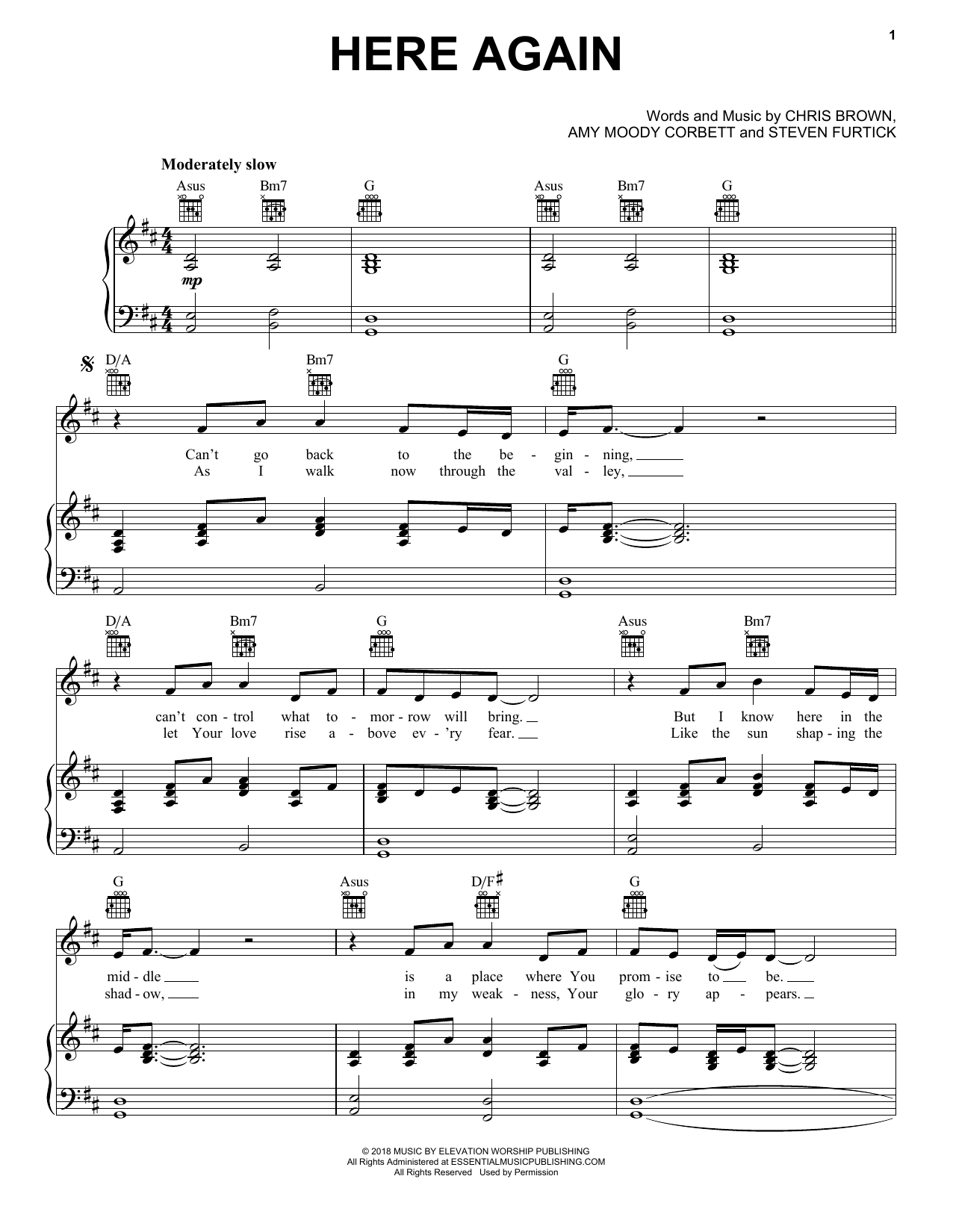 Download Elevation Worship Here Again Sheet Music and learn how to play Piano, Vocal & Guitar Chords (Right-Hand Melody) PDF digital score in minutes