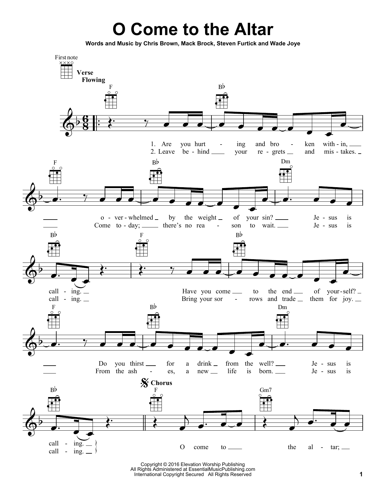 Download Elevation Worship O Come To The Altar Sheet Music and learn how to play Ukulele PDF digital score in minutes