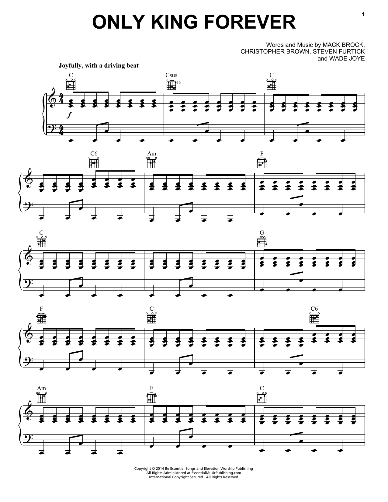 Download Mack Brock Only King Forever Sheet Music and learn how to play Piano, Vocal & Guitar (Right-Hand Melody) PDF digital score in minutes