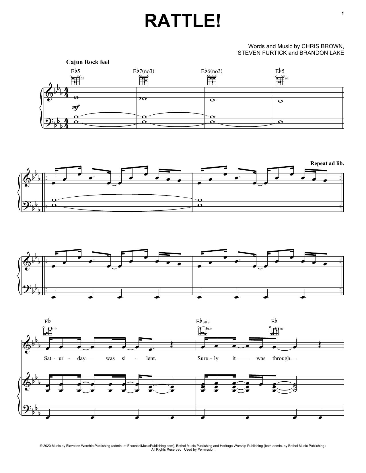 Download Elevation Worship RATTLE! Sheet Music and learn how to play Piano, Vocal & Guitar Chords (Right-Hand Melody) PDF digital score in minutes